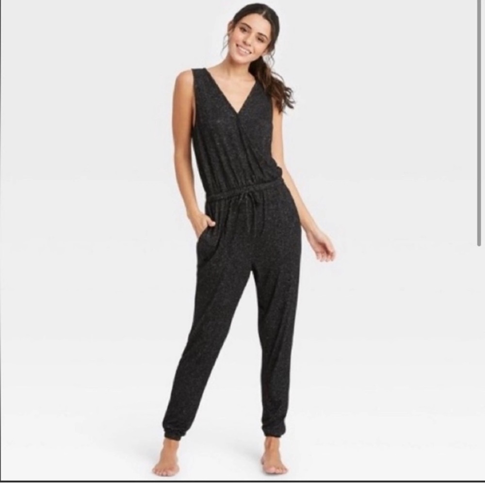 Women’s Perfectly Cozy Lounge Jumpsuit ~ Stars Above, Dark Grey Size XS